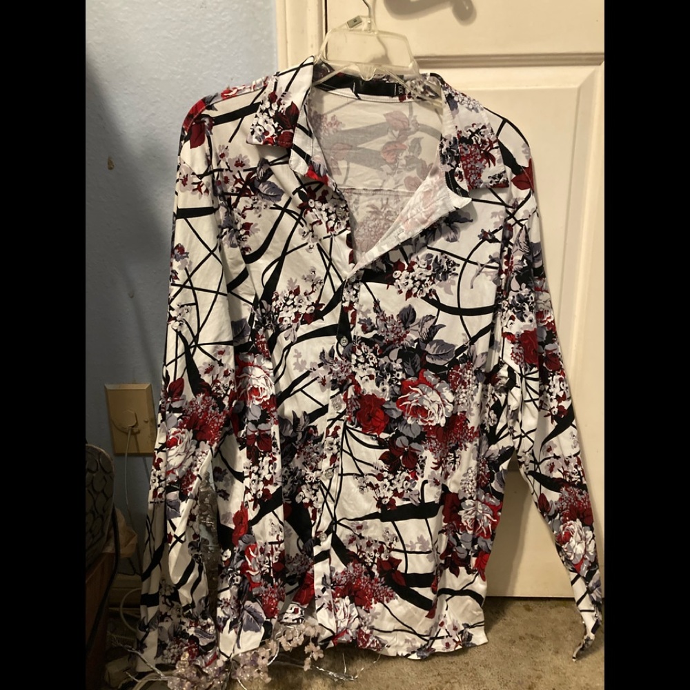 Floral men’s button up business casual top